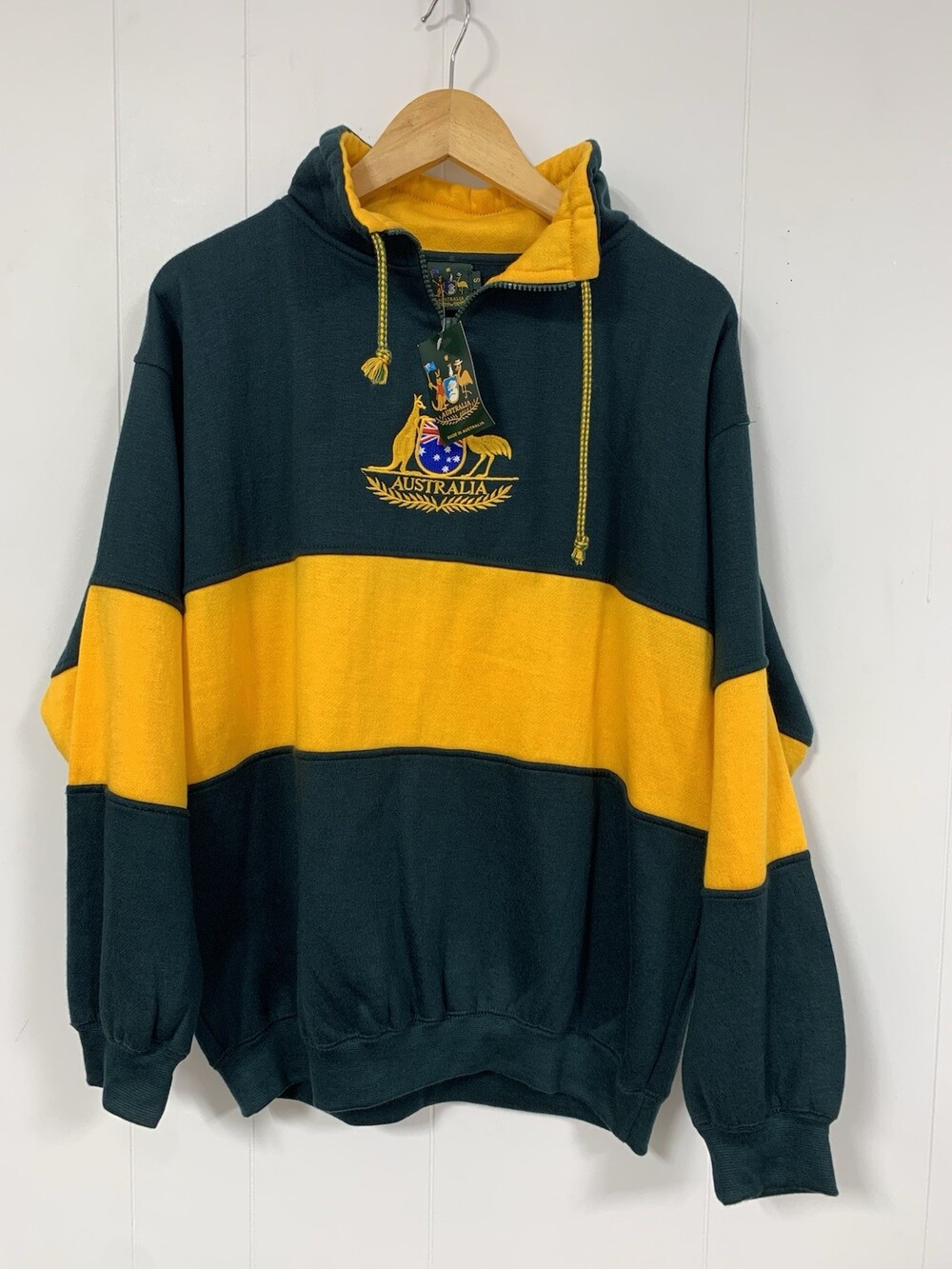 Vintage Australian Rugby Quarter Zip Jacket Green Embroidered Sportswear Size S